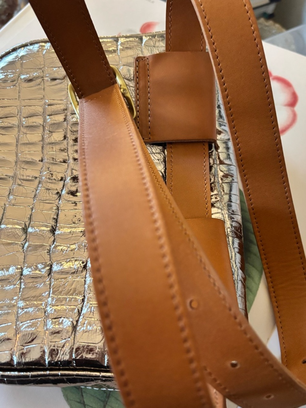 Clare V Silver Fanny Pack - Croc Embossed Leather - EUC - Picture 11 of 16